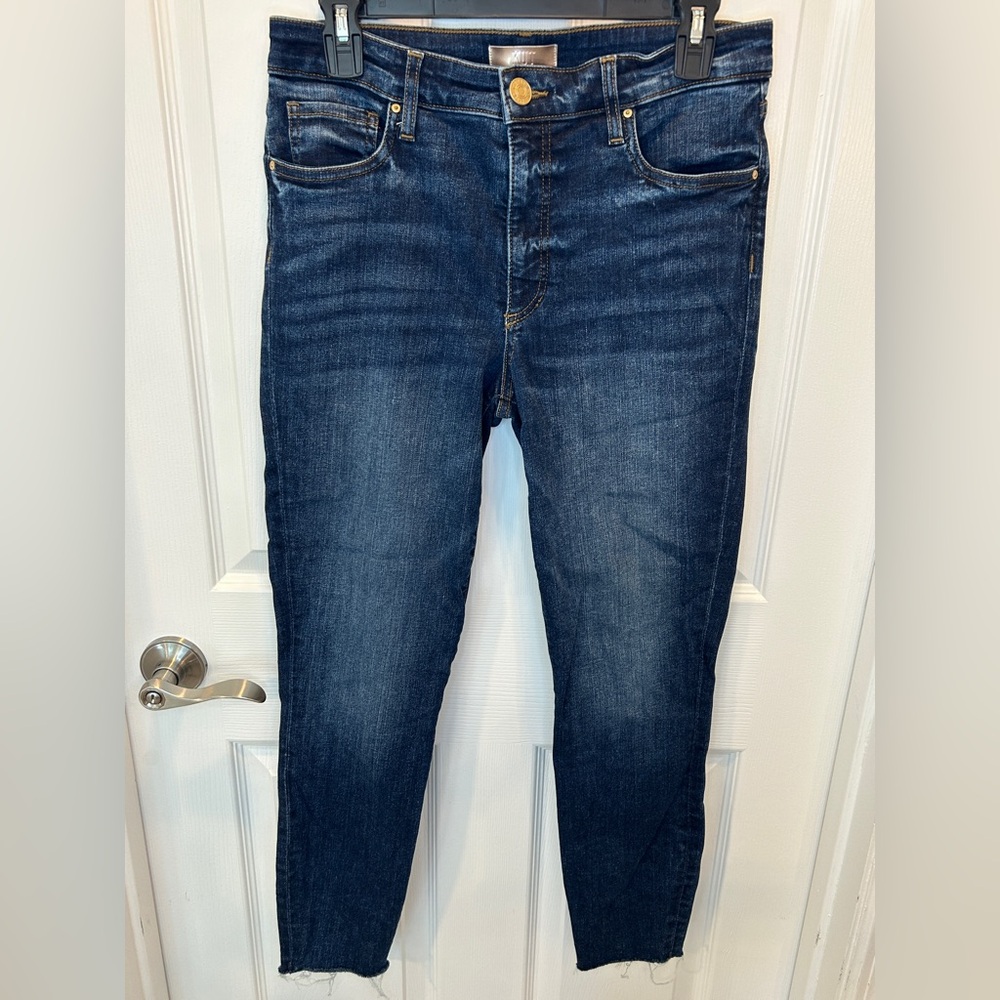 Kut from the Kloth‎ Connie Ankle Skinny Jeans Womens 6 Dark Wash Raw Hem Fab Ab